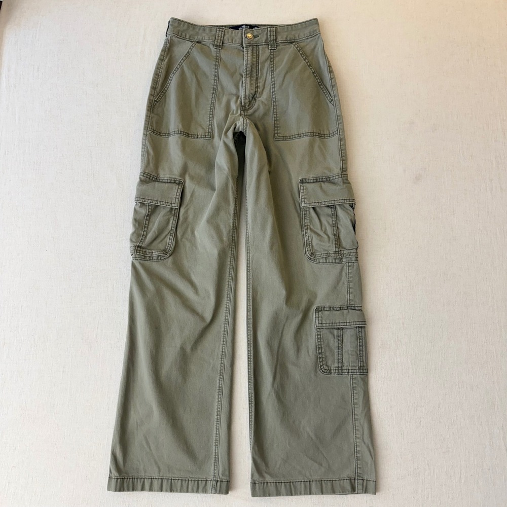 Hollister Cargo Pants 6R 28 Olive Ultra High Rise Baggy Y2K Gorpcore Utility